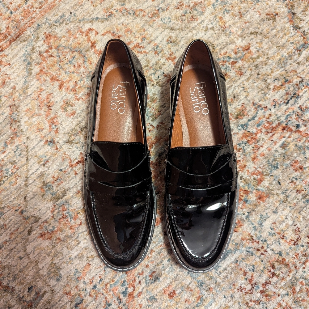 Frano Sarto | Cassandra Black Patent Leather Penny Loafers - Picture 11 of 13
